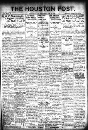 The Houston Post. (Houston, Tex.), Vol. 36, No. 74, Ed. 1 Wednesday, June 16, 1920