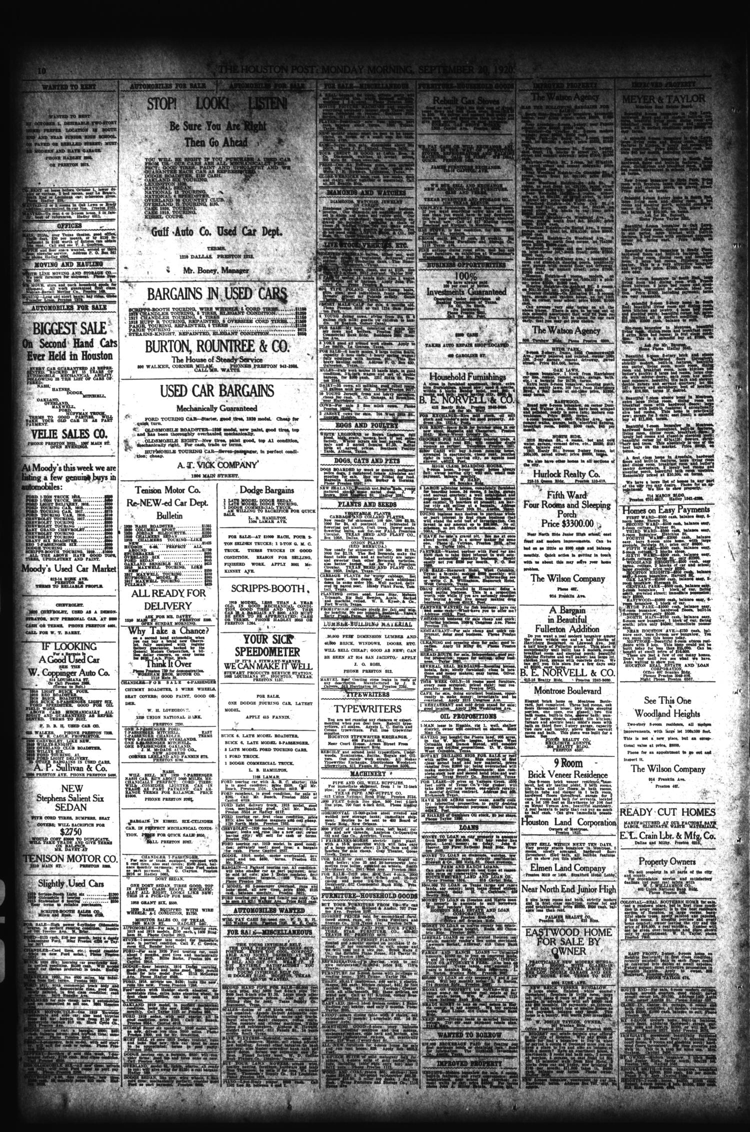The Houston Post. (Houston, Tex.), Vol. 36, No. 170, Ed. 1 Monday,  September 20, 1920 - Page 10 of 12 - The Portal to Texas History