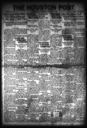 Primary view of object titled 'The Houston Post. (Houston, Tex.), Vol. 36, No. 191, Ed. 1 Monday, October 11, 1920'.