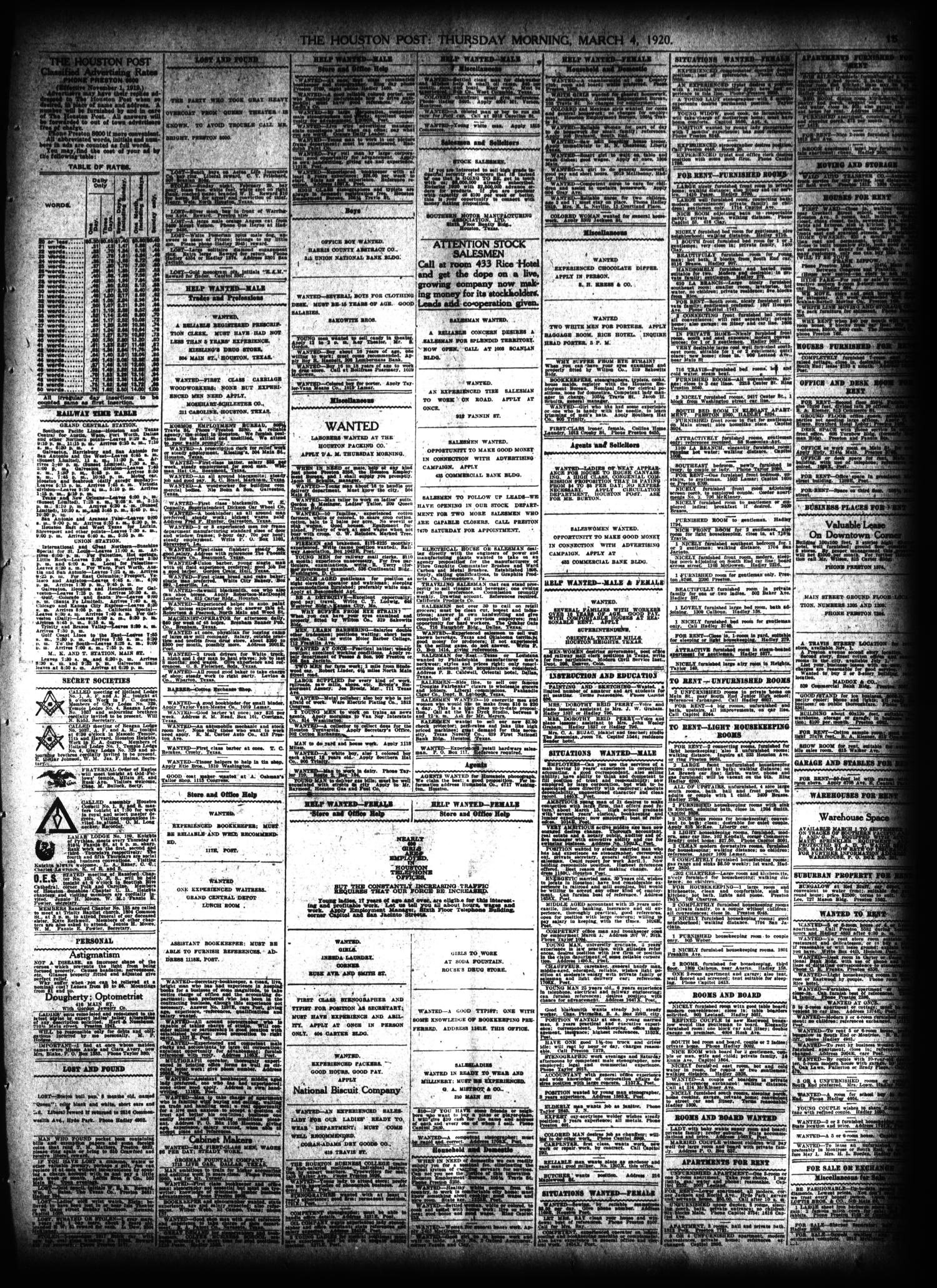 The Houston Post. (Houston, Tex.), Vol. 35, No. 335, Ed. 1 Thursday, March  4, 1920 - Page 15 of 20 - The Portal to Texas History