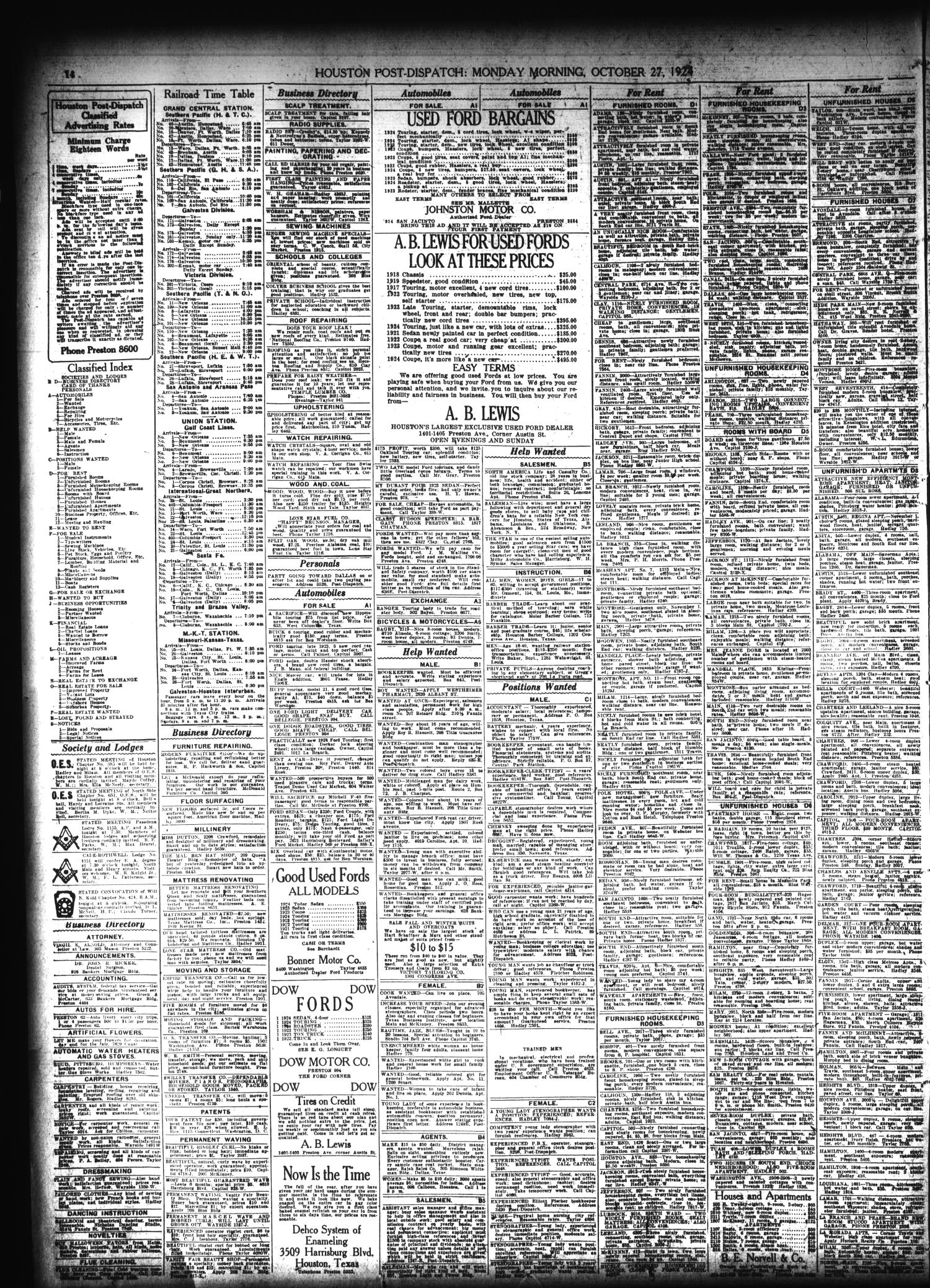 Houston Post-Dispatch (Houston, Tex.), Vol. 40, No. 206, Ed. 1 Monday, October 27, 1924
                                                
                                                    [Sequence #]: 14 of 16
                                                