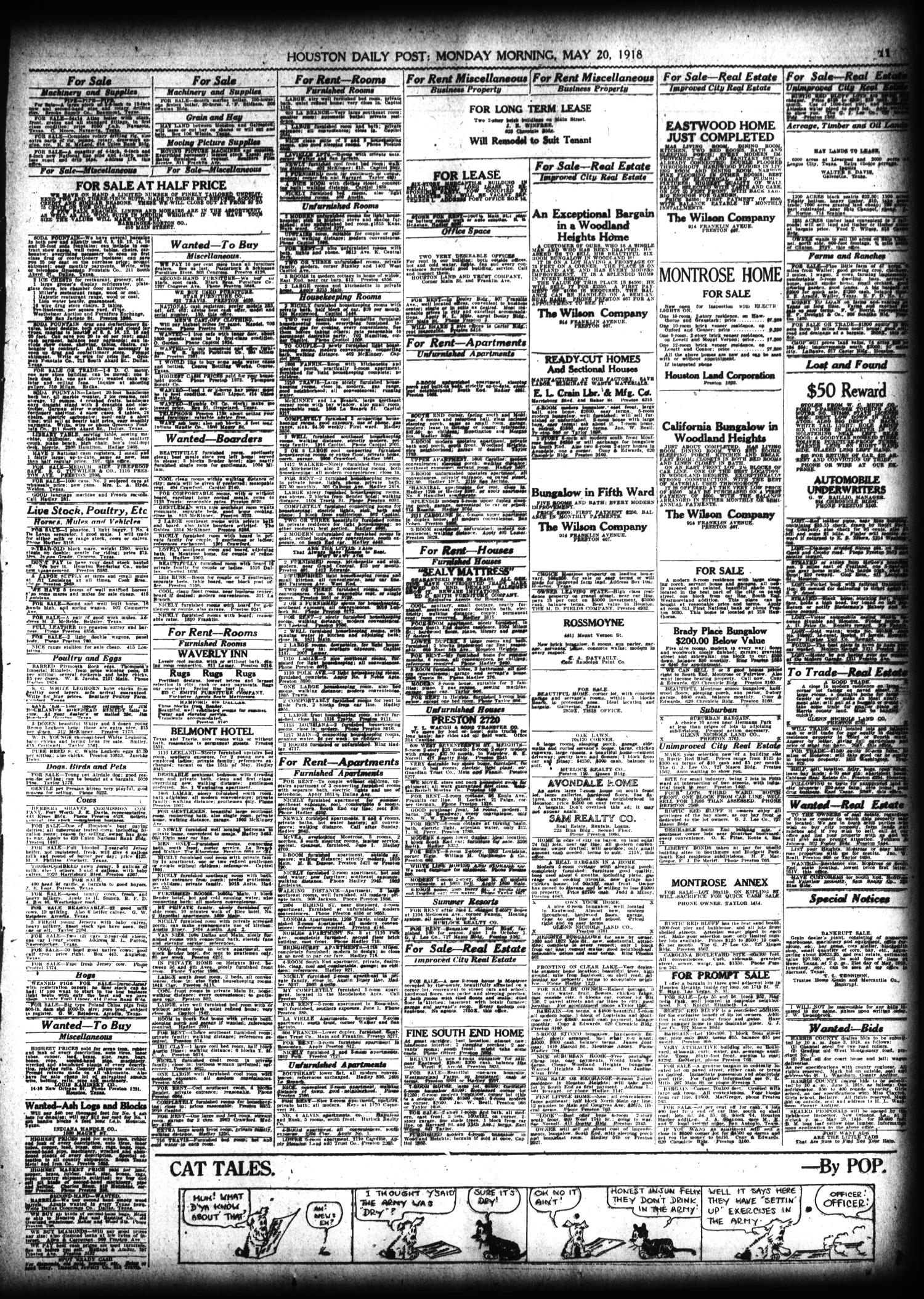 The Houston Post. (Houston, Tex.), Vol. 34, No. 46, Ed. 1 Monday, May 20, 1918
                                                
                                                    [Sequence #]: 11 of 12
                                                