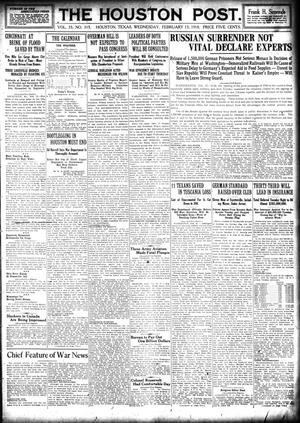 The Houston Post. (Houston, Tex.), Vol. 33, No. 315, Ed. 1 Wednesday, February 13, 1918