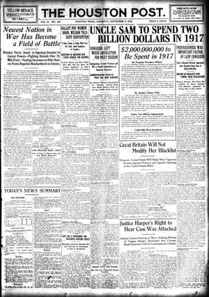 The Houston Post. (Houston, Tex.), Vol. 31, No. 158, Ed. 1 Saturday, September 9, 1916