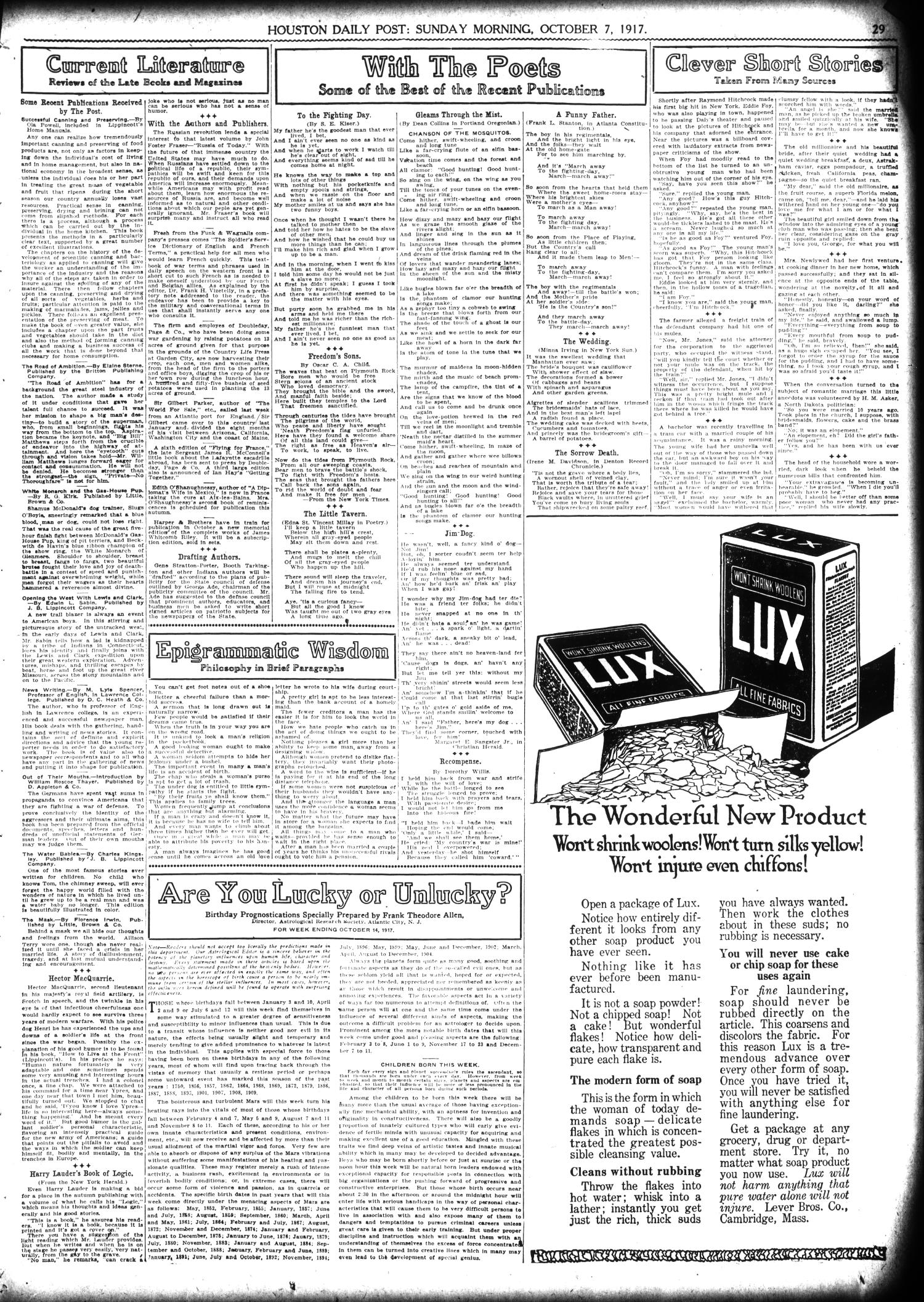 The Houston Post. (Houston, Tex.), Vol. 33, No. 186, Ed. 1 Sunday, October 7, 1917
                                                
                                                    [Sequence #]: 30 of 65
                                                