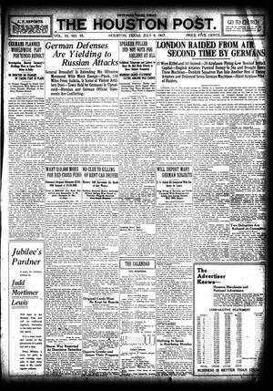 Primary view of object titled 'The Houston Post. (Houston, Tex.), Vol. 33, No. 95, Ed. 1 Sunday, July 8, 1917'.