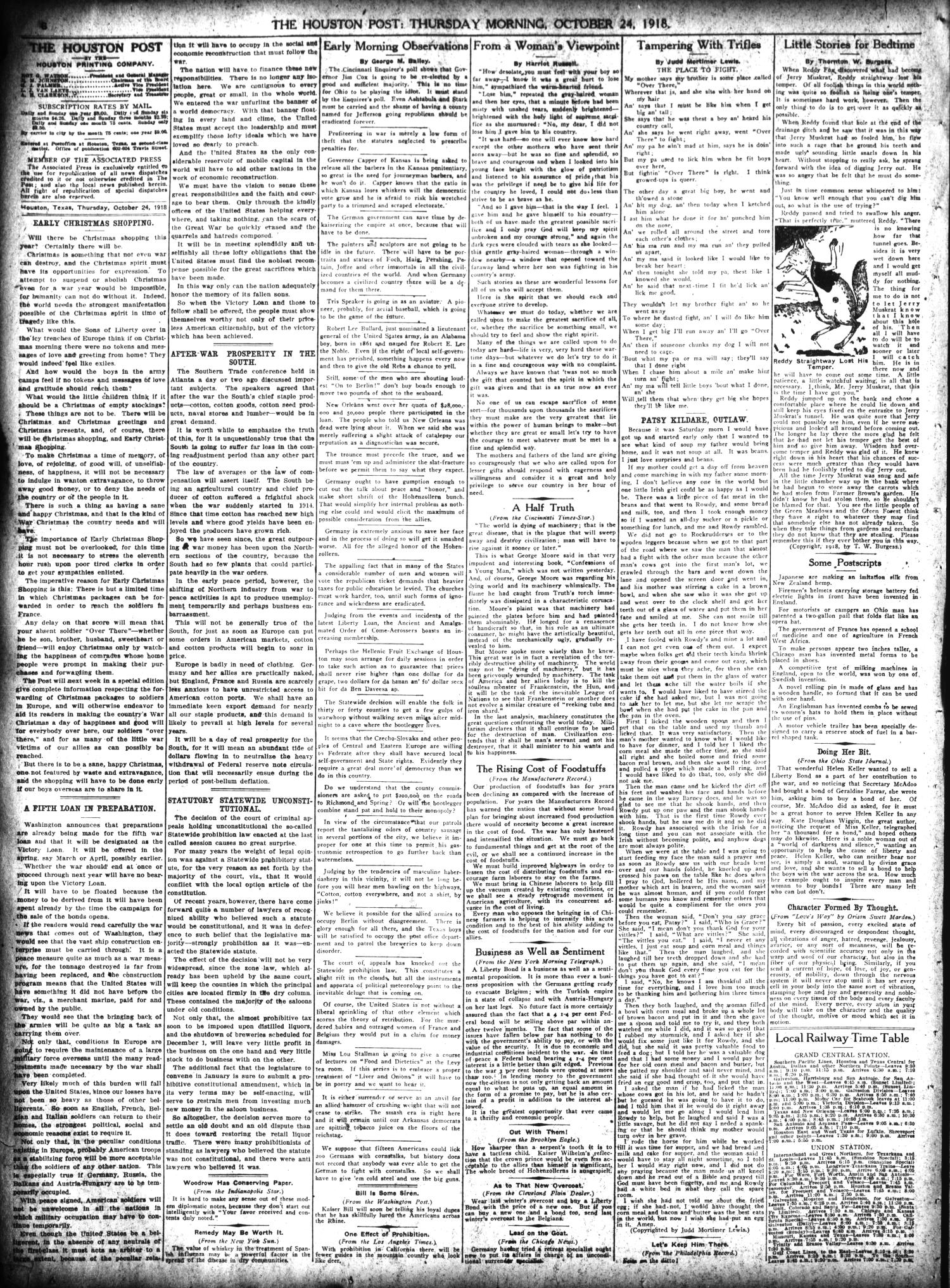 The Houston Post. (Houston, Tex.), Vol. 34, No. 203, Ed. 1 Thursday, October 24, 1918
                                                
                                                    [Sequence #]: 6 of 12
                                                