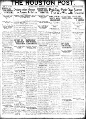 The Houston Post. (Houston, Tex.), Vol. 34, No. 315, Ed. 1 Thursday, February 13, 1919