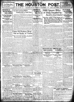 The Houston Post. (Houston, Tex.), Vol. 33, No. 211, Ed. 1 Thursday, November 1, 1917
