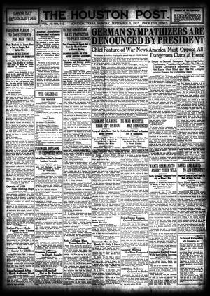 Primary view of object titled 'The Houston Post. (Houston, Tex.), Vol. 33, No. 152, Ed. 1 Monday, September 3, 1917'.