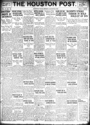 Primary view of object titled 'The Houston Post. (Houston, Tex.), Vol. 39, No. 138, Ed. 1 Monday, August 20, 1923'.