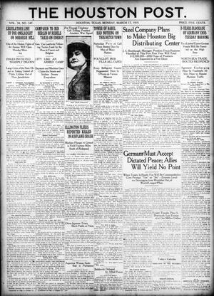 The Houston Post. (Houston, Tex.), Vol. 34, No. 347, Ed. 1 Monday, March 17, 1919