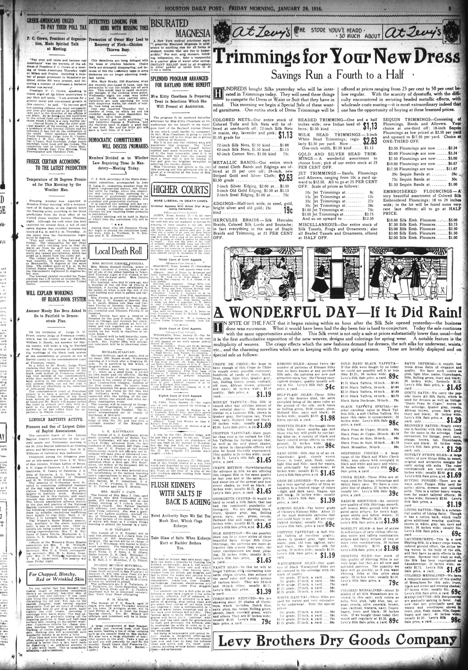 The Houston Post. (Houston, Tex.), Vol. 30, No. 300, Ed. 1 Friday, January 28, 1916
                                                
                                                    [Sequence #]: 5 of 14
                                                