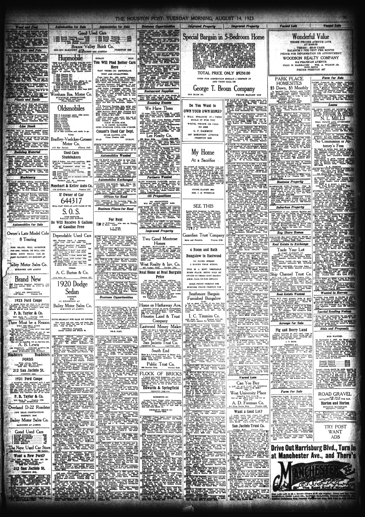 The Houston Post. (Houston, Tex.), Vol. 39, No. 132, Ed. 1 Tuesday, August 14, 1923
                                                
                                                    [Sequence #]: 11 of 12
                                                