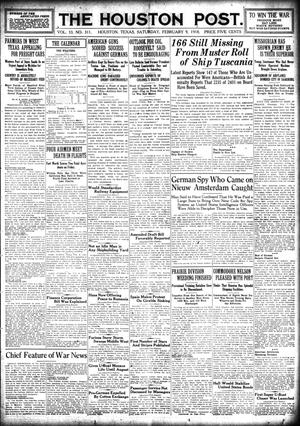 The Houston Post. (Houston, Tex.), Vol. 33, No. 311, Ed. 1 Saturday, February 9, 1918