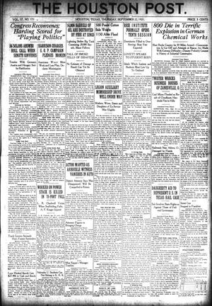 The Houston Post. (Houston, Tex.), Vol. 37, No. 171, Ed. 1 Thursday, September 22, 1921