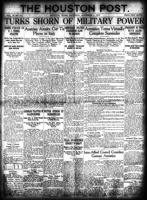 The Houston Post. (Houston, Tex.), Vol. 34, No. 212, Ed. 1 Saturday, November 2, 1918