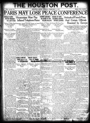 The Houston Post. (Houston, Tex.), Vol. 34, No. 313, Ed. 1 Tuesday, February 11, 1919