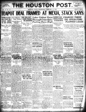 The Houston Post. (Houston, Tex.), Vol. 39, No. 315, Ed. 1 Wednesday, February 13, 1924