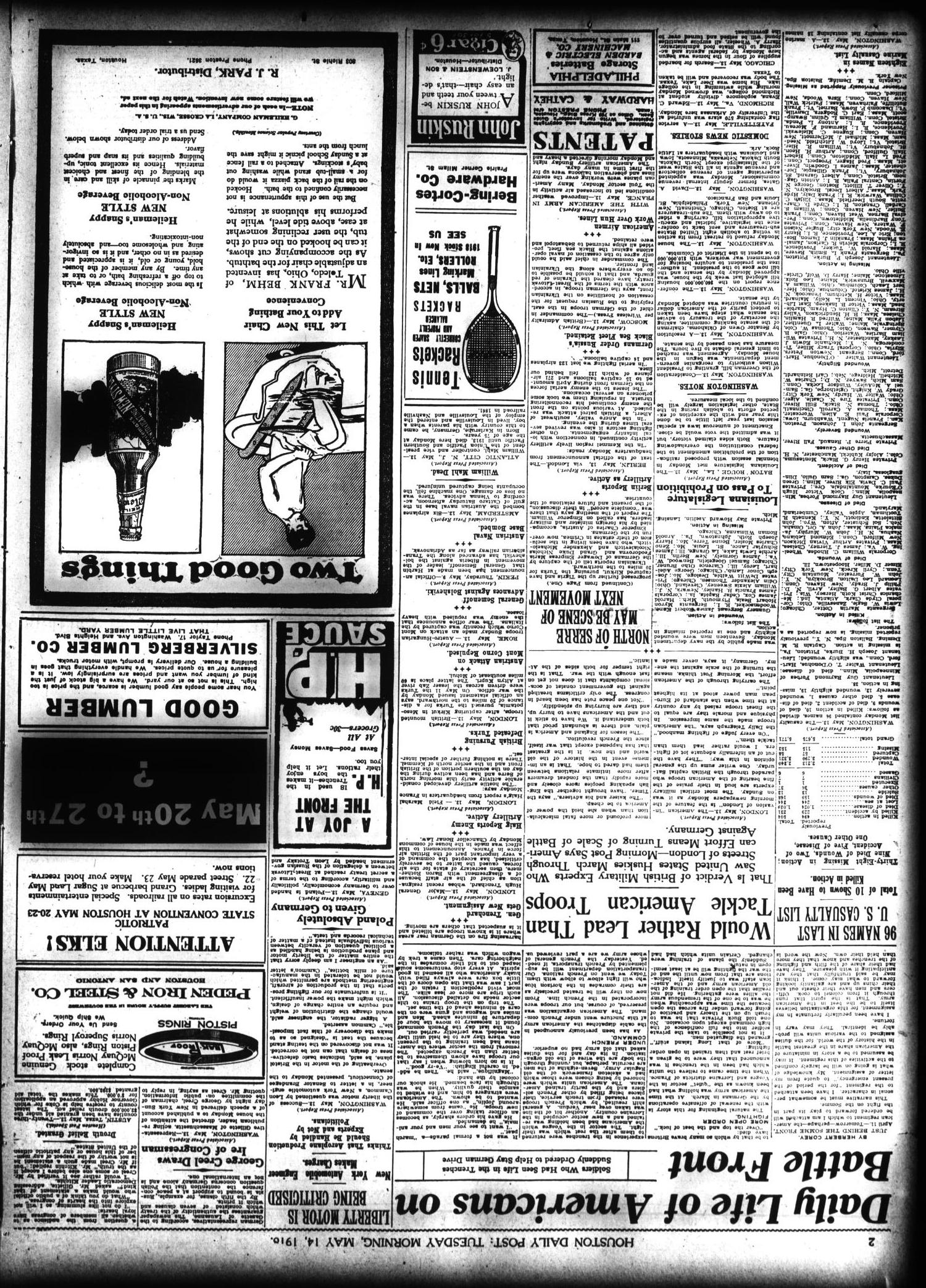 The Houston Post. (Houston, Tex.), Vol. 34, No. 40, Ed. 1 Tuesday, May 14, 1918
                                                
                                                    [Sequence #]: 2 of 14
                                                