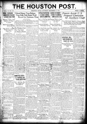 Primary view of object titled 'The Houston Post. (Houston, Tex.), Vol. 37, No. 271, Ed. 1 Saturday, December 31, 1921'.