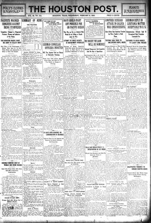The Houston Post. (Houston, Tex.), Vol. 30, No. 312, Ed. 1 Wednesday, February 9, 1916