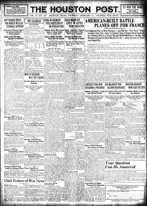 The Houston Post. (Houston, Tex.), Vol. 33, No. 323, Ed. 1 Thursday, February 21, 1918