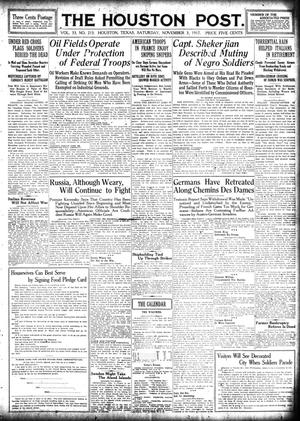 The Houston Post. (Houston, Tex.), Vol. 33, No. 213, Ed. 1 Saturday, November 3, 1917