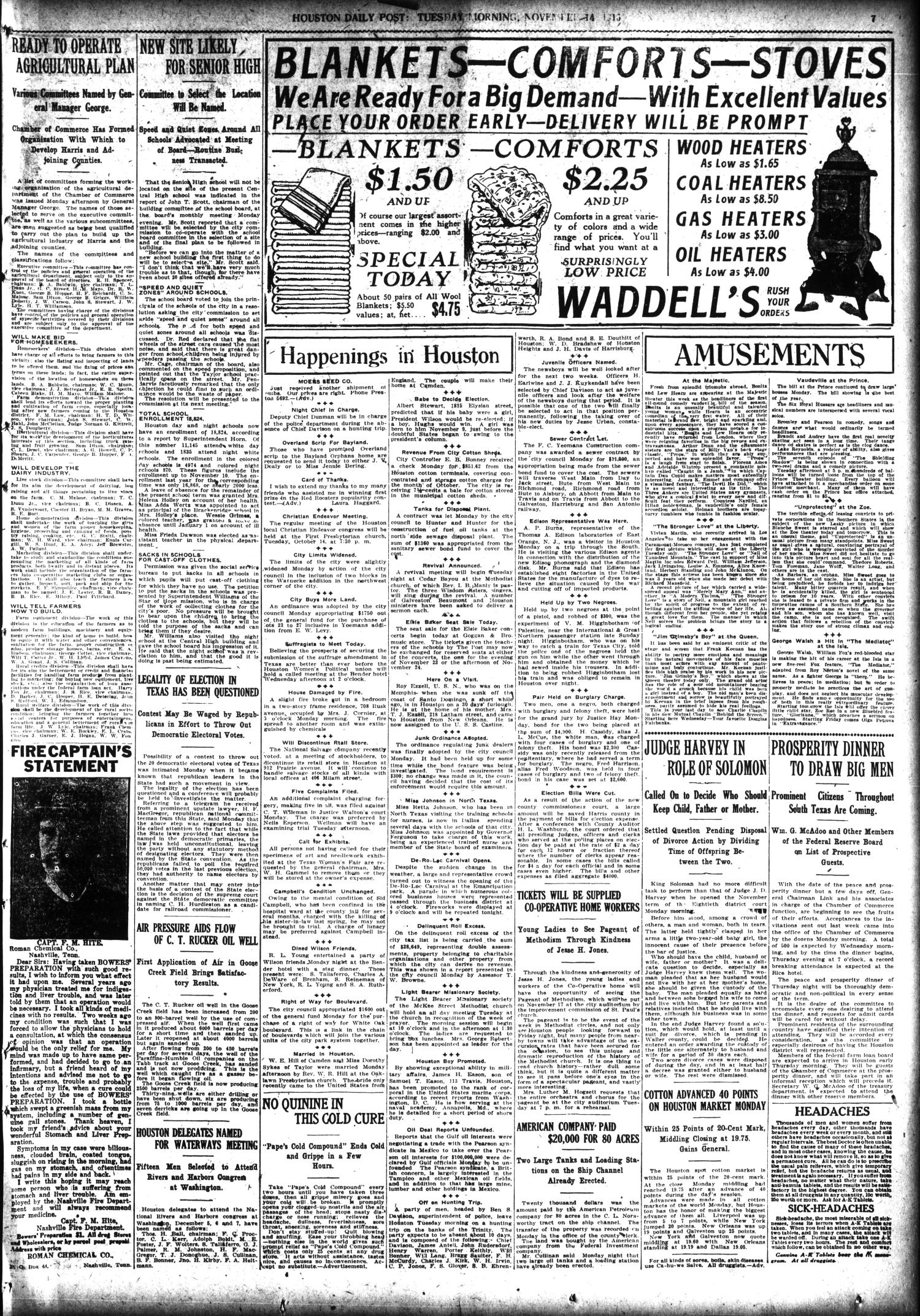 The Houston Post. (Houston, Tex.), Vol. 31, No. 224, Ed. 1 Tuesday, November 14, 1916
                                                
                                                    [Sequence #]: 7 of 16
                                                