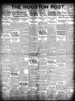 Primary view of object titled 'The Houston Post. (Houston, Tex.), Vol. 38, No. 14, Ed. 1 Tuesday, April 18, 1922'.