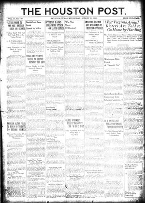 The Houston Post. (Houston, Tex.), Vol. 37, No. 149, Ed. 1 Wednesday, August 31, 1921