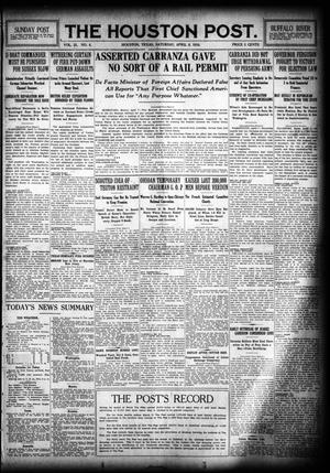The Houston Post. (Houston, Tex.), Vol. 31, No. 4, Ed. 1 Saturday, April 8, 1916