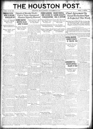 The Houston Post. (Houston, Tex.), Vol. 37, No. 238, Ed. 1 Monday, November 28, 1921
