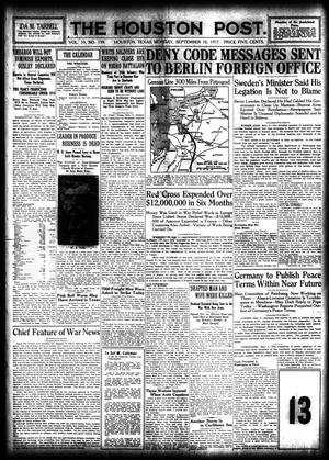 The Houston Post. (Houston, Tex.), Vol. 33, No. 159, Ed. 1 Monday, September 10, 1917