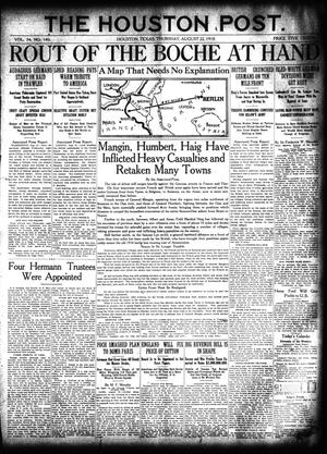 The Houston Post. (Houston, Tex.), Vol. 34, No. 140, Ed. 1 Thursday, August 22, 1918