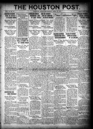 Primary view of object titled 'The Houston Post. (Houston, Tex.), Vol. 35, No. 19, Ed. 1 Wednesday, April 23, 1919'.