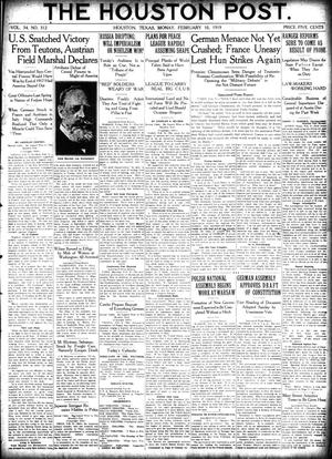 The Houston Post. (Houston, Tex.), Vol. 34, No. 312, Ed. 1 Monday, February 10, 1919