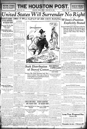 The Houston Post. (Houston, Tex.), Vol. 30, No. 328, Ed. 1 Friday, February 25, 1916
