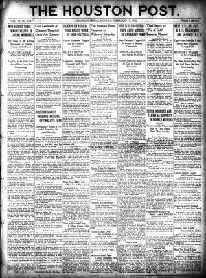 The Houston Post. (Houston, Tex.), Vol. 37, No. 315, Ed. 1 Monday, February 13, 1922