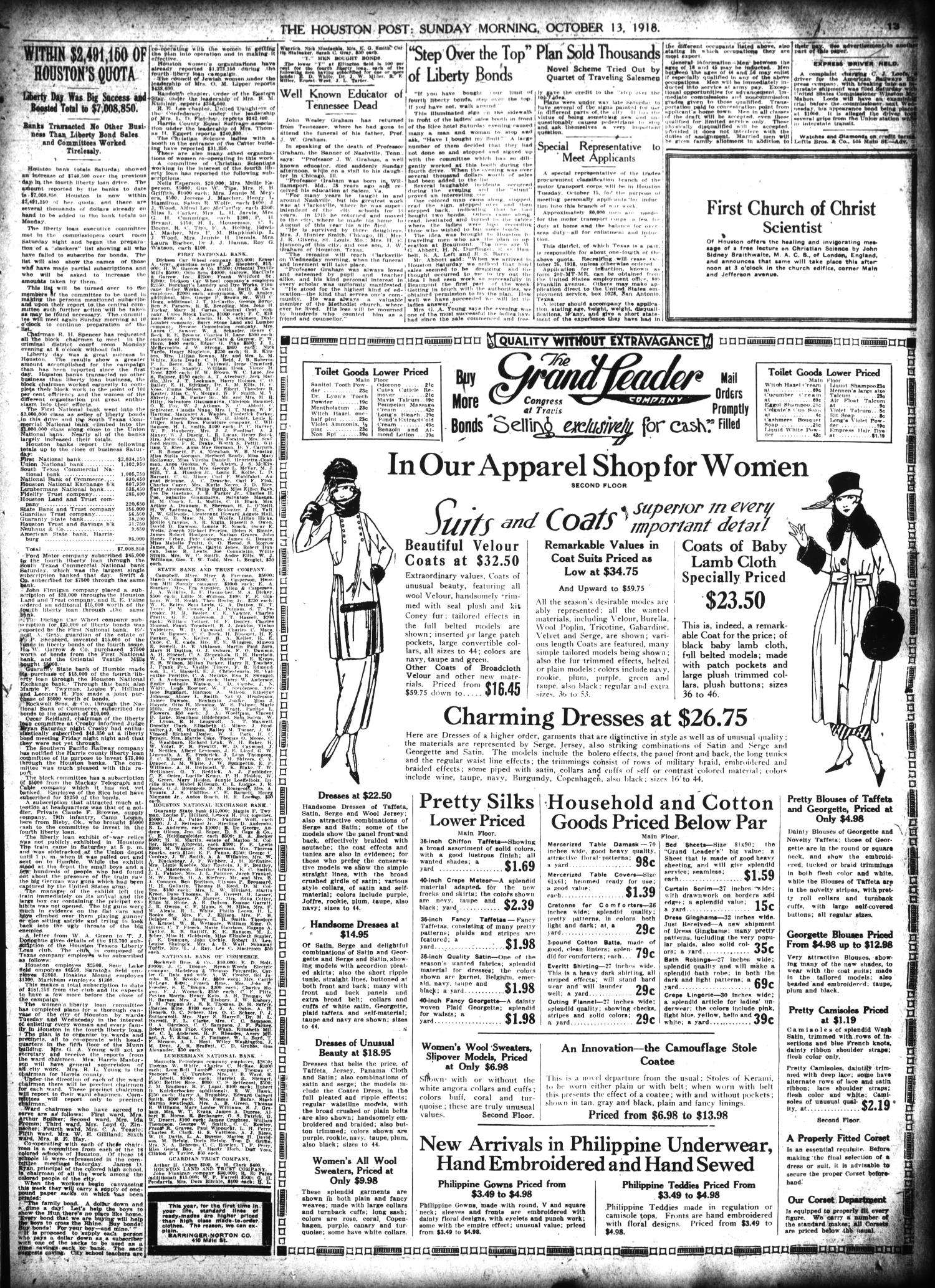 The Houston Post. (Houston, Tex.), Vol. 34, No. 192, Ed. 1 Sunday, October  13, 1918 - Page 13 of 38 - The Portal to Texas History