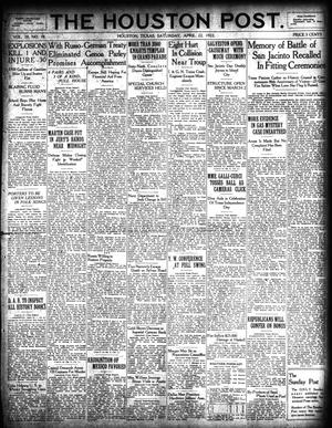 Primary view of object titled 'The Houston Post. (Houston, Tex.), Vol. 38, No. 18, Ed. 1 Saturday, April 22, 1922'.