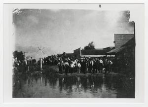 Primary view of object titled '[Crowd Near Flooded Train Tracks]'.