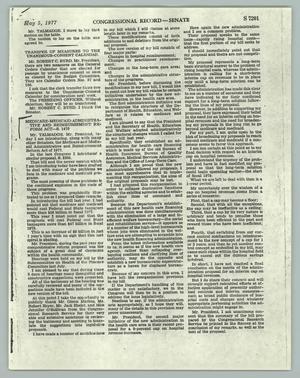[Herman Talmadge Proposing the Medicare-Medicaid Administrative and Reimbursement Reform Act before the Senate, May 5, 1977]