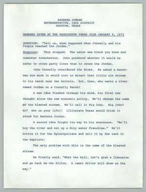 Remarks Given at the Washington Press Club January 9, 1973
