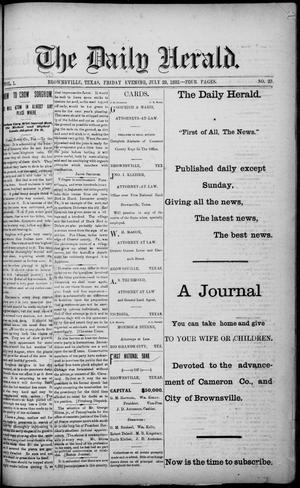 Primary view of object titled 'The Daily Herald (Brownsville, Tex.), Vol. 1, No. 23, Ed. 1, Friday, July 29, 1892'.