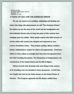 Primary view of object titled 'A Wake-Up Call For The American Dream'.