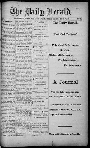 Primary view of object titled 'The Daily Herald (Brownsville, Tex.), Vol. 1, No. 33, Ed. 1, Wednesday, August 10, 1892'.