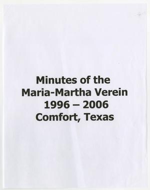 [Maria-Martha Verein Minutes, Volume 9, 1996-2006]