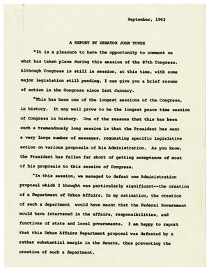 Primary view of object titled '[John Tower Speech about 87th Congress Legislation, September 1962]'.