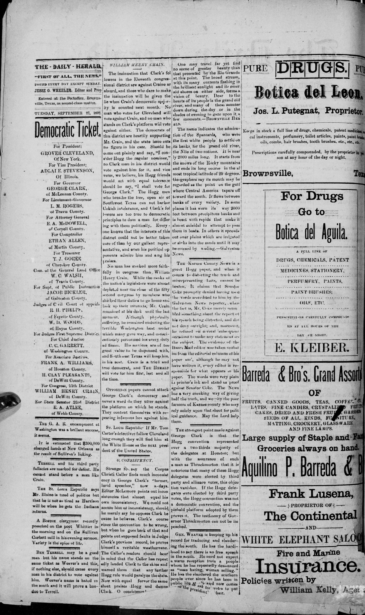 The Daily Herald (Brownsville, Tex.), Vol. 1, No. 74, Ed. 1, Tuesday, September 27, 1892
                                                
                                                    [Sequence #]: 2 of 4
                                                